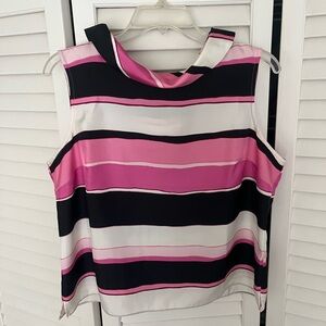 Talbots Sleeveless Blouse Pink and Black Striped